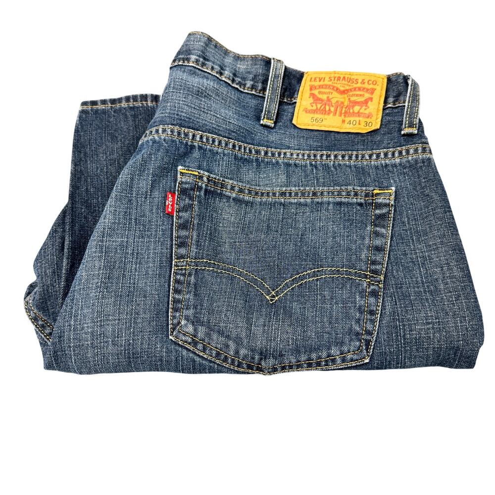 Levi's 569 Jeans‎ Mens 40x30 (41x30 Actual) Loose Straight Blue Denim